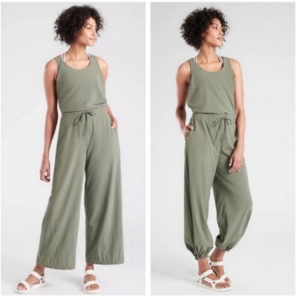 Athleta Pants - Athleta Revive Racerback Jumpsuit in Laurel Olive Green size 12